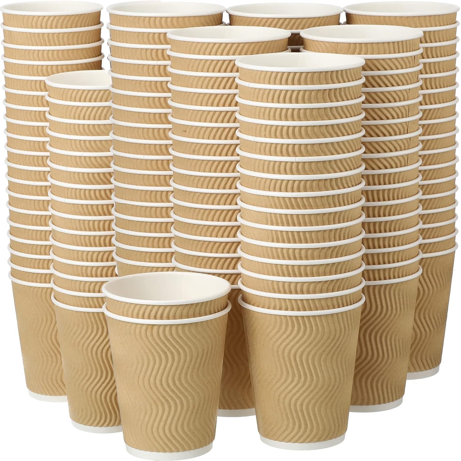 EOS- BUILDING TRUST Ripple Paper Non Slip Cups with Leak Proof & Three Corrugated Layer Ideal for Hot, Cold Hot Coffee/Drinks for Party (200 ml, 150 Pcs, Brown)