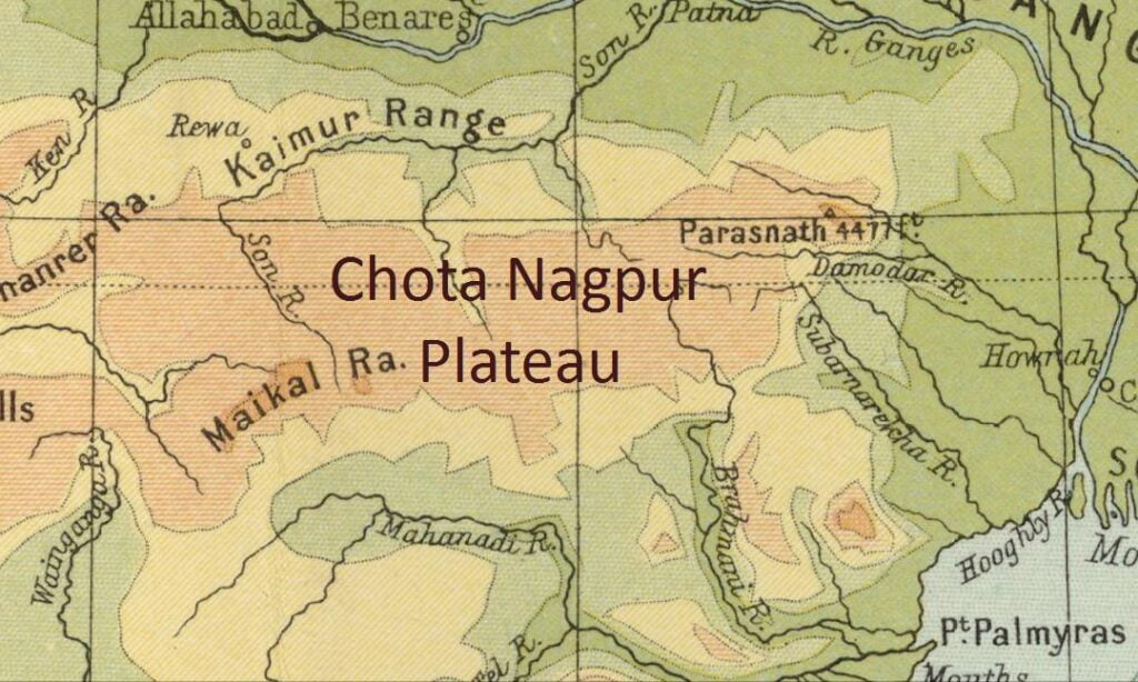 Orographically map of the Chota Nagpur Plateau
