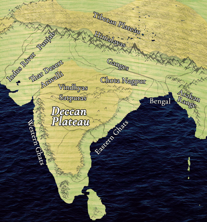 Location of the Deccan Plateau in India