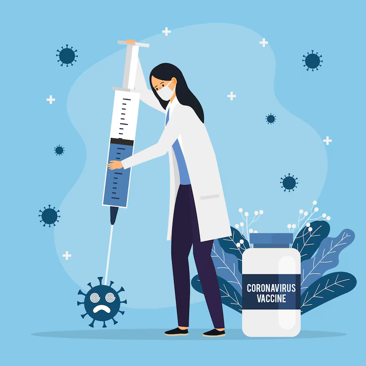 Flat-hand drawn coronavirus vaccine illustration