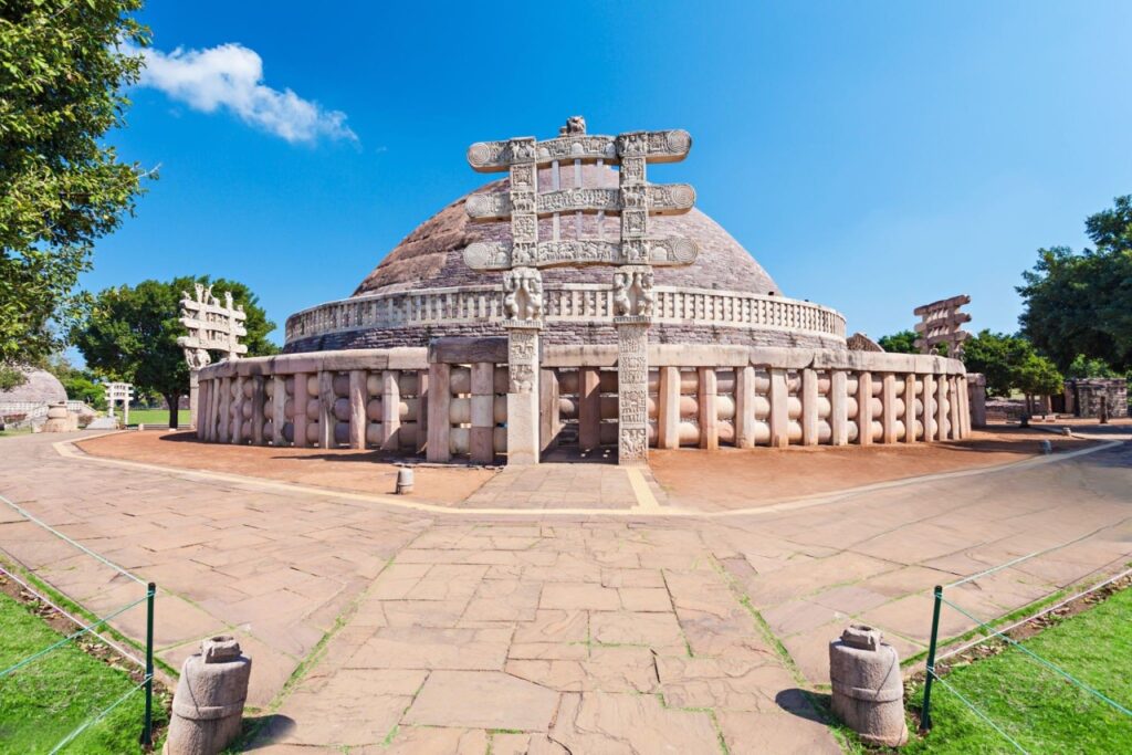Sanchi Stupa, Madhya Pradesh, is a famous Buddhist complex known for its Great Stupa.