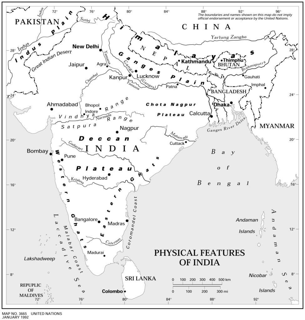 map of physical features of india