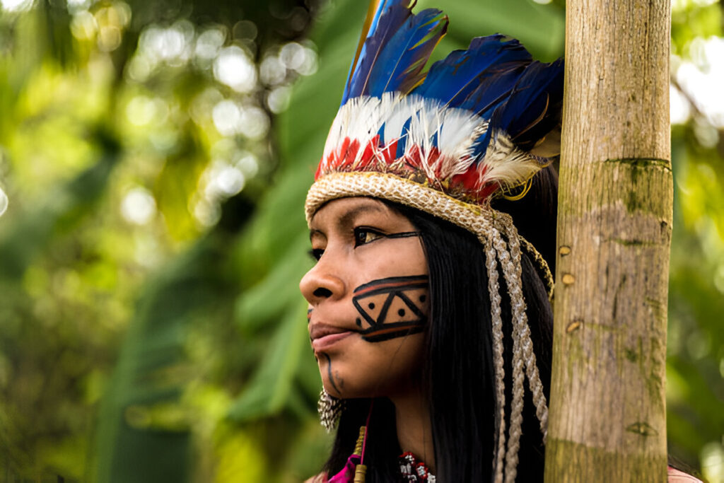 Indigenous girl from Tupi Guarani tribe in Manaus, Brazil Amazon Region, Amazon Rainforest