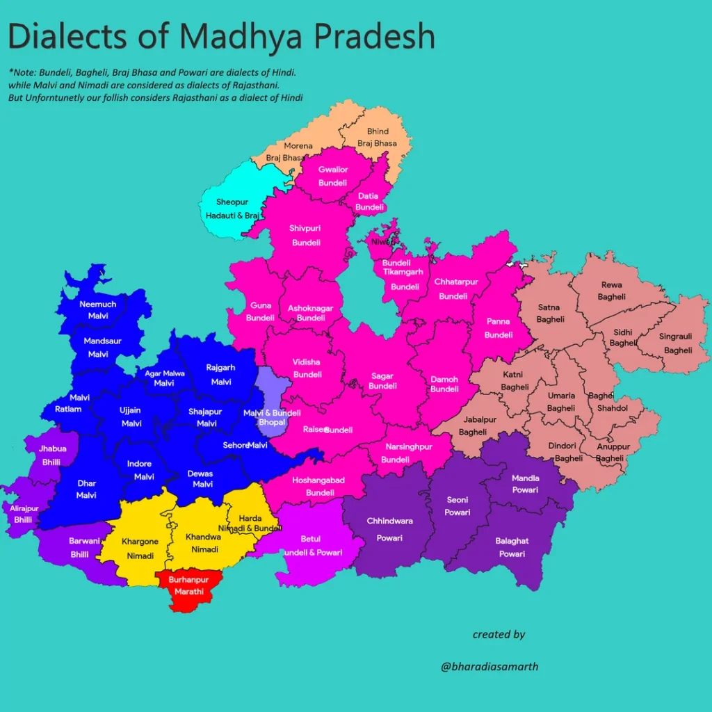 map of language of Madhya Pradesh