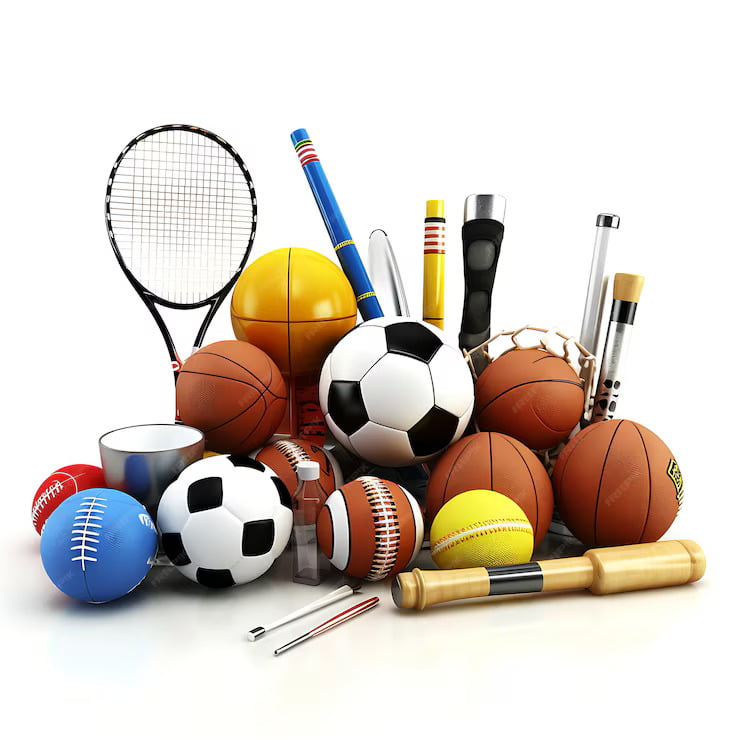 Sport background for National Sports Day celebration with abstract geometric ornament and illustrations of sports athletes
