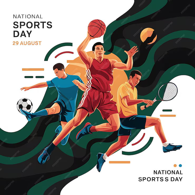 Hand painted watercolor national sports day illustration