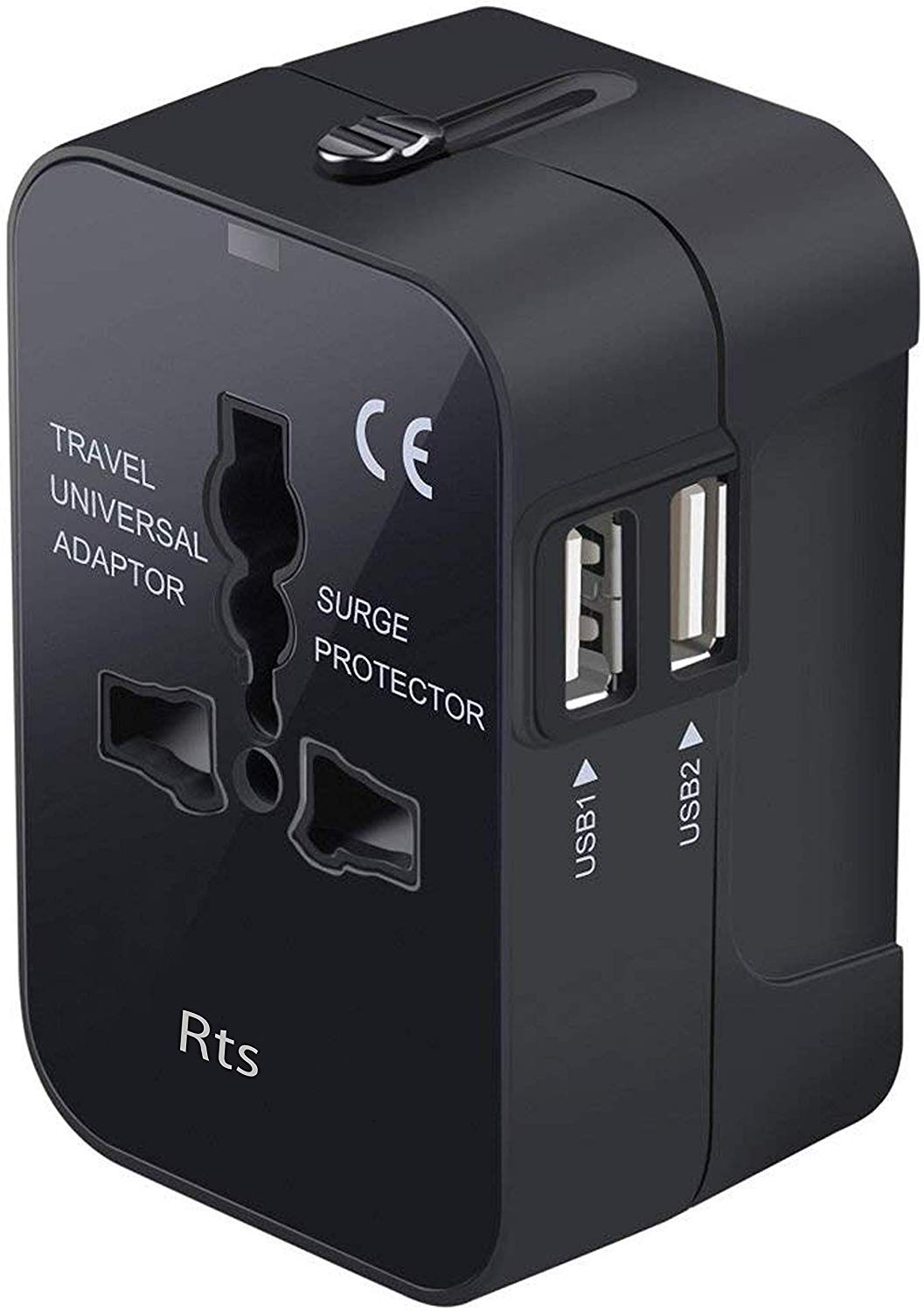 Universal Travel Adapter, International All in One Worldwide Travel Adapter and Wall Charger with USB Ports with Multi Type Power Outlet USB 2.1A,100-250 Voltage Travel Charger (Black)