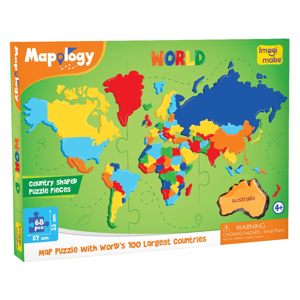 Imagimake: Mapology World- World Map and Its Countries- Learning Aid & Educational Toy- Jigsaw Puzzle